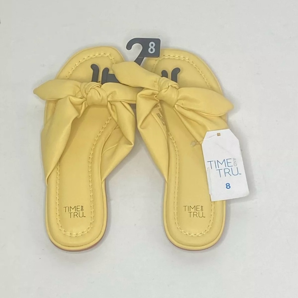 Brand New Time and Tru Women's yellow Bow Thong Sandal Yellow Size various